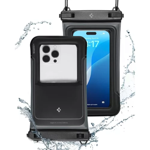 Spigen A611P univerzális vízálló tok, vízfelszínen lebegő, fekete (2db)