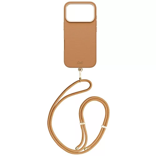 Uniq Coehl Mirelle Apple iPhone 17 Pro Max mágneses tok, MagSafe, crossbody pánttal, barna-arany