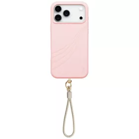   Uniq Coehl Serina Apple iPhone 17 Pro Max mágneses tok, MagSafe, csuklópánttal, rózsaszín-bézs
