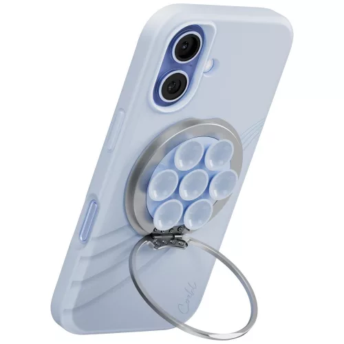 Uniq Coehl Luna mágneses telefontartó tükörrel, kitámasztható, MagSafe, kék
