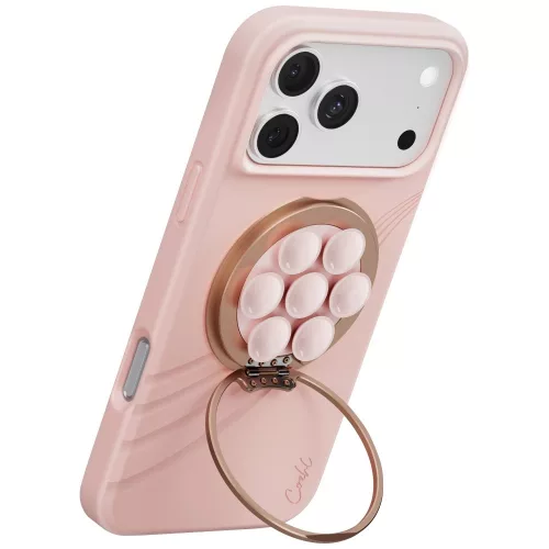 Uniq Coehl Luna mágneses telefontartó tükörrel, kitámasztható, MagSafe, rózsaszín