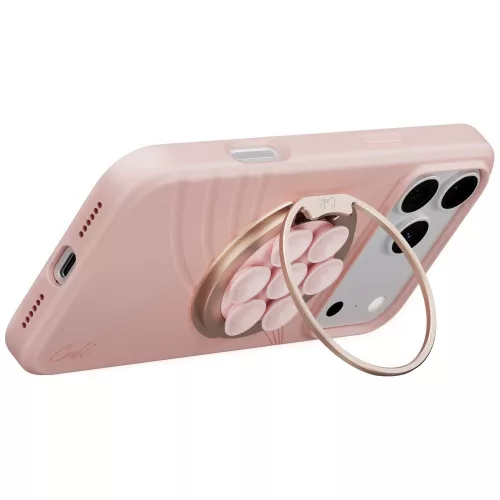 Uniq Coehl Luna mágneses telefontartó tükörrel, kitámasztható, MagSafe, rózsaszín