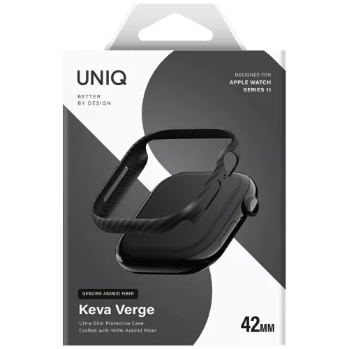 Uniq Keva Verge Apple Watch 11 / Watch 10 42mm tok, Aramid, Carbon minta, fekete