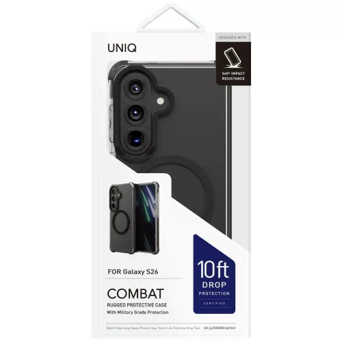 Uniq Combat Magclick Samsung Galaxy S26 MagSafe tok, kameravédő kerettel, fekete