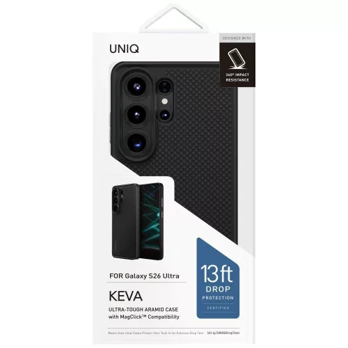 Uniq Keva Magclick Samsung Galaxy S26 Ultra MagSafe Aramid tok, fekete