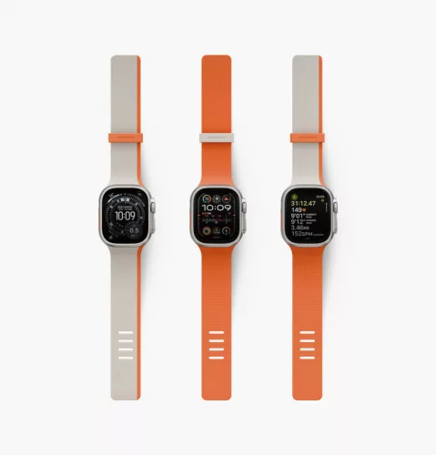 Uniq Revix IV Premium Apple Watch Ultra 4 / 3 / 2 / 1 / SE / 12 / 11 / 10 / 9 / 8 (44/45/46/49mm) mágneses szíj, narancs-szürke