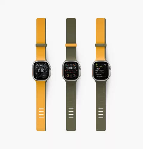 Uniq Revix IV Premium Apple Watch Ultra 4 / 3 / 2 / 1 / SE / 12 / 11 / 10 / 9 / 8 (44/45/46/49mm) mágneses szíj, sárga-zöld