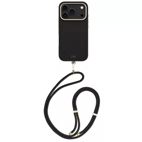   Uniq Coehl Mirelle Apple iPhone 17 Pro mágneses tok, MagSafe, crossbody pánttal, fekete-arany
