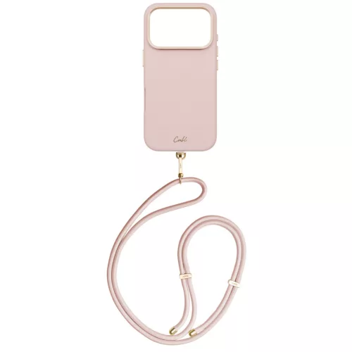 Uniq Coehl Mirelle Apple iPhone 17 Pro mágneses tok, MagSafe, crossbody pánttal, rózsaszín-arany