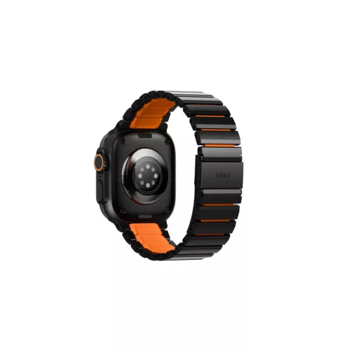 Uniq Strova Flex Apple Watch állítható szíj, 49/46/45/44MM, fém, fekete-narancs
