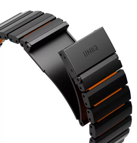 Uniq Strova Flex Apple Watch állítható szíj, 49/46/45/44MM, fém, fekete-narancs