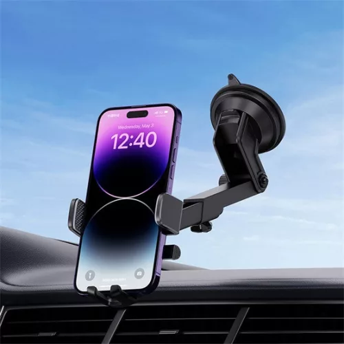 Baseus UltraControl Pro szélvédőre, szellőzőrácsra, műszerfalra rögzíthető, automatikusan záródó autós telefontartó, fekete