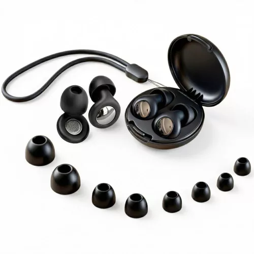 Tech-Protect QuietFit füldugó, 4db különböző méretű gumiharanggal, tokkal, fekete
