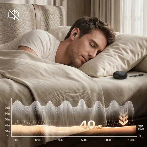 Tech-Protect QuietFit füldugó, 4db különböző méretű gumiharanggal, tokkal, fekete