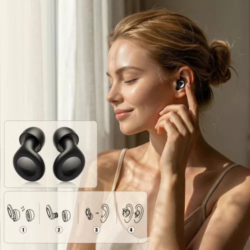 Tech-Protect QuietFit füldugó, 4db különböző méretű gumiharanggal, tokkal, fekete
