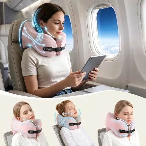 Tech-Protect ComfortRest utazó párna / nyakpárna memóriahabbal, állítható pánttal, rózsaszín