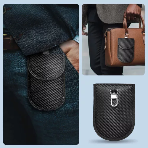 Tech-Protect KLR100 RFID blokkoló kulcstartó tok / táska, Carbon, fekete (autó kulcshoz, bankkártyához)