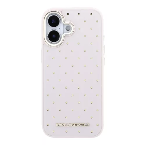 Karl Lagerfeld PU Perforated Gold Dots Apple iPhone 17 mágneses tok, MagSafe, rózsaszín-arany