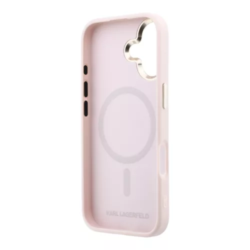 Karl Lagerfeld PU Perforated Gold Dots Apple iPhone 17 mágneses tok, MagSafe, rózsaszín-arany