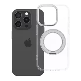   Apple iPhone 13 Pro tok, gyűrűs kitámasztóval, kameravédő peremmel, MagSafe, átlátszó-fehér