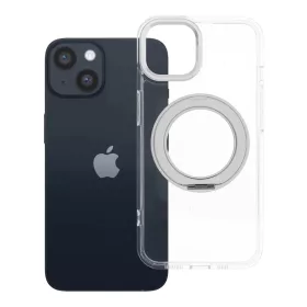   Apple iPhone 14 tok, gyűrűs kitámasztóval, kameravédő peremmel, MagSafe, átlátszó-fekete