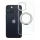 Apple iPhone 14 tok, gyűrűs kitámasztóval, kameravédő peremmel, MagSafe, átlátszó-fekete