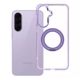  Samsung Galaxy A37 tok, gyűrűs kitámasztóval, kameravédő peremmel, MagSafe, átlátszó-lila