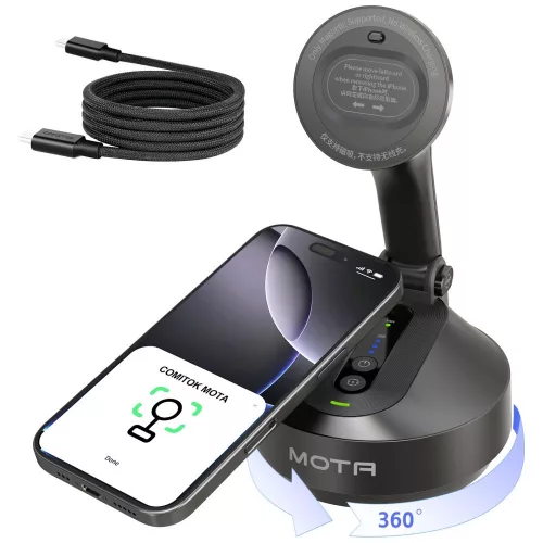 Comitok Mota asztali telefon tartó, iPhone, MagSafe, Tripod, arckövetéssel, fekete