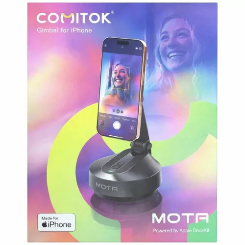 Comitok Mota asztali telefon tartó, iPhone, MagSafe, Tripod, arckövetéssel, fekete