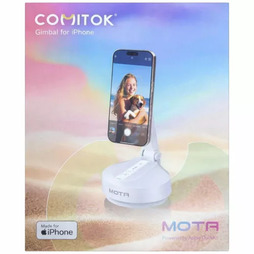Comitok Mota asztali telefon tartó, iPhone, MagSafe, Tripod, arckövetéssel, fehér