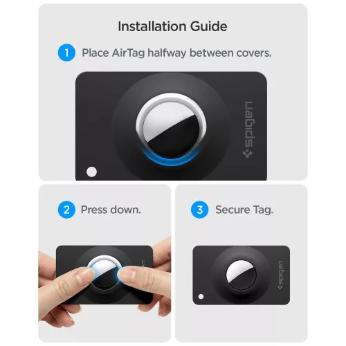 Spigen Airfit Apple AirTag 1 / 2 tok, Airtag tartó szett, fekete (2db)
