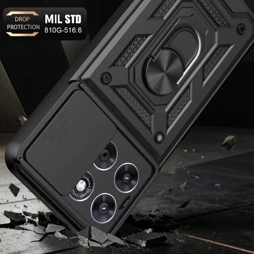 Tech-Protect Camshield Pro Motorola G67 / G77 / G87 strapabíró tok kameravédelemmel, kitámasztóval, fekete