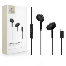   Tech-Protect UltraBoost G3 USB-C vezetékes fülhallgató hangerőszabályzóval, mikrofonnal, fekete