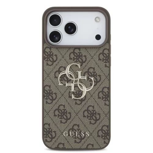 Guess PU 4G Metal Logo Apple iPhone 18 Pro / iPhone 17 Pro hátlap tok, barna