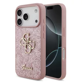   Guess PU Fixed Glitter 4G Metal Logo Apple iPhone 18 Pro / iPhone 17 Pro hátlap tok, rózsaszín