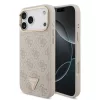Guess PU Leather 4G Strass Triangle Logo Gold Frame Apple iPhone 18 Pro  / 17 Pro tok, MagSafe,, rózsaszín
