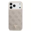 Guess PU Leather 4G Strass Triangle Logo Gold Frame Apple iPhone 18 Pro  / 17 Pro tok, MagSafe,, rózsaszín