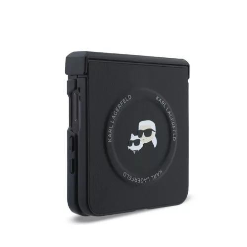 Karl Lagerfeld PU Karl and Choupette Heads Samsung Galaxy Z Flip 8 hátlap tok, MagSafe, fekete