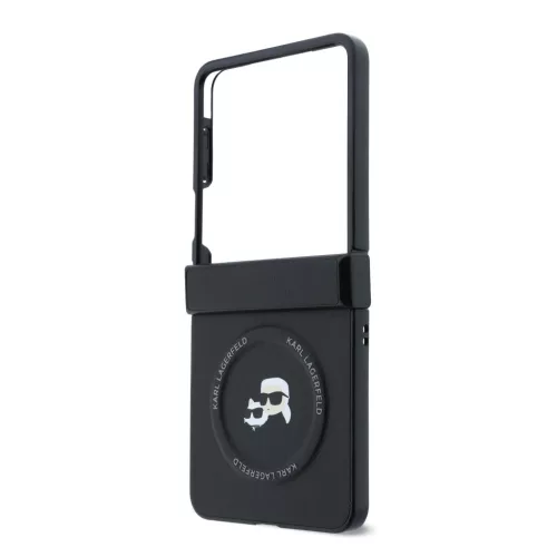 Karl Lagerfeld PU Karl and Choupette Heads Samsung Galaxy Z Flip 8 hátlap tok, MagSafe, fekete
