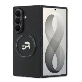   Karl Lagerfeld PU Karl and Choupette Heads Samsung Galaxy Z Fold 8 Ultra hátlap tok, MagSafe, fekete