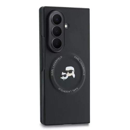 Karl Lagerfeld PU Karl and Choupette Heads Samsung Galaxy Z Fold 8 Ultra hátlap tok, MagSafe, fekete