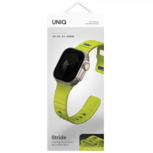 Uniq Stride Apple Watch 44/45/46/49mm gumis szilikon szíj, lime (zöld)