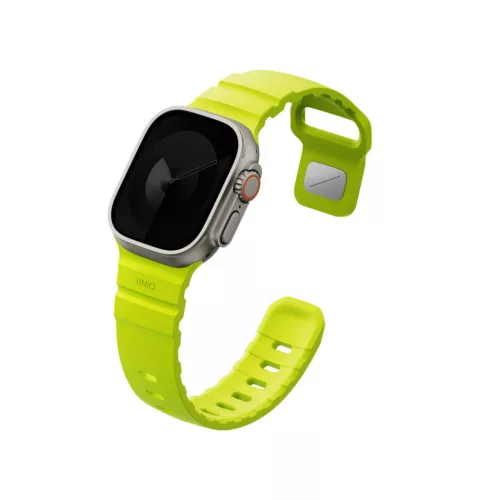 Uniq Alton Apple Watch 44/45/46/49mm gumis szilikon szíj, lime (zöld)
