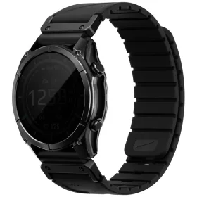   UNIQ Fluo x Smart-Fit Garmin szíj, mágneses, szilikon / rozsdamentes acél, 22mm, fekete
