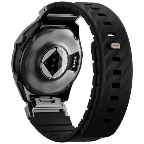 UNIQ Fluo x Smart-Fit Garmin szíj, mágneses, szilikon / rozsdamentes acél, 22mm, fekete