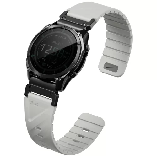 UNIQ Fluo x Smart-Fit Garmin szíj, mágneses, szilikon / rozsdamentes acél, 22mm, szürke