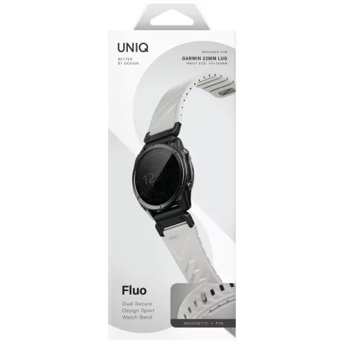 UNIQ Fluo x Smart-Fit Garmin szíj, mágneses, szilikon / rozsdamentes acél, 22mm, szürke