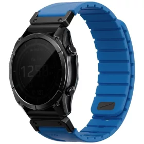  UNIQ Fluo x Smart-Fit Garmin szíj, mágneses, szilikon / rozsdamentes acél, 22mm, kék