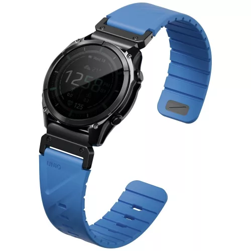 UNIQ Fluo x Smart-Fit Garmin szíj, mágneses, szilikon / rozsdamentes acél, 22mm, kék
