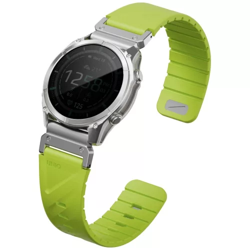 UNIQ Fluo x Smart-Fit Garmin szíj, mágneses, szilikon / rozsdamentes acél, 22mm, lime (zöld)